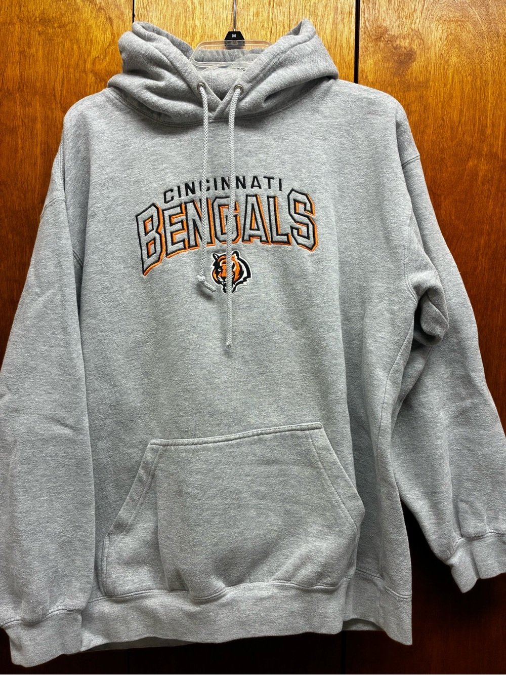 Reebok Gray Hoodie with Orange and Black Bengals Logo